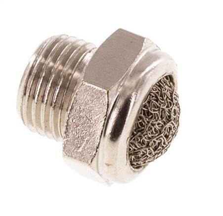 G1/8'' Vernickelte Kompakte Pneumatische Schalldämpfer aus Messing 1.4301 Drahtgeflecht [10 Stück]