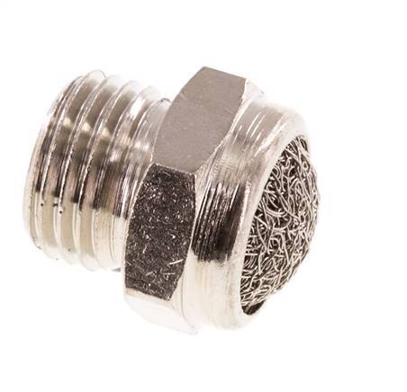 G1/4'' Vernickelte Kompakte Pneumatische Schalldämpfer aus Messing 1.4301 Drahtgeflecht [5 Stück]