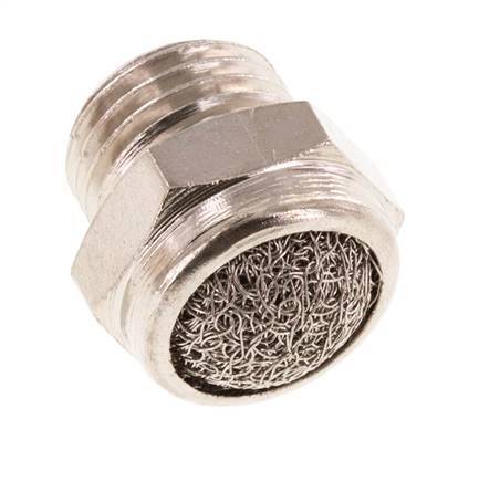 G1/4'' Vernickelte Kompakte Pneumatische Schalldämpfer aus Messing 1.4301 Drahtgeflecht [5 Stück]
