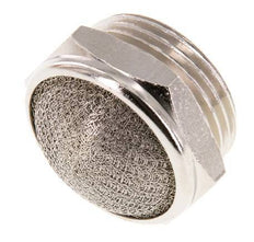 G1'' Nickel-Plated Brass Compact Pneumatic Muffler 1.4301 Wire Mesh
