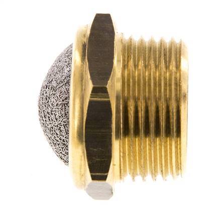 NPT 3/4'' Brass Compact Pneumatic Muffler 1.4301 Wire Mesh