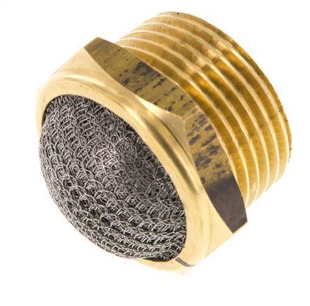 NPT 1'' Brass Compact Pneumatic Muffler 1.4301 Wire Mesh