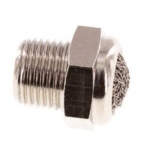 Kompakter Druckluft Schalldämpfer aus vernickeltem Messing NPT 1/8'' 1.4301 Drahtgeflecht [5 Stück]