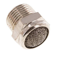Kompakter Druckluft Schalldämpfer aus vernickeltem Messing NPT 3/8'' 1.4301 Drahtgeflecht [2 Stück]