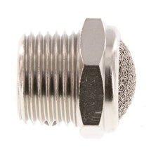 Kompakter Druckluft Schalldämpfer aus vernickeltem Messing NPT 1/2'' 1.4301 Drahtgeflecht [2 Stück]
