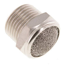 Kompakter Druckluft Schalldämpfer aus vernickeltem Messing NPT 1/2'' 1.4301 Drahtgeflecht [2 Stück]