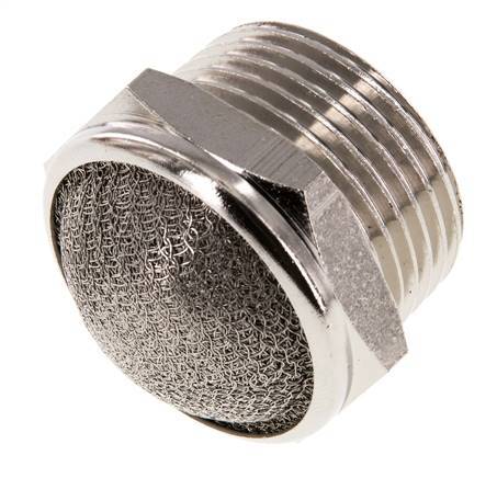 NPT 1'' Vernickeltes Messing Kompakt Pneumatischer Schalldämpfer 1.4301 Drahtgeflecht