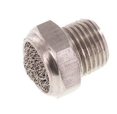 NPT 1/8'' Stainless Steel Compact Pneumatic Muffler 1.4301 Wire Mesh