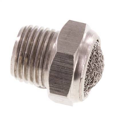 NPT 1/8'' Edelstahl-Kompakt-Pneumatikschalldämpfer 1.4301 Drahtgeflecht