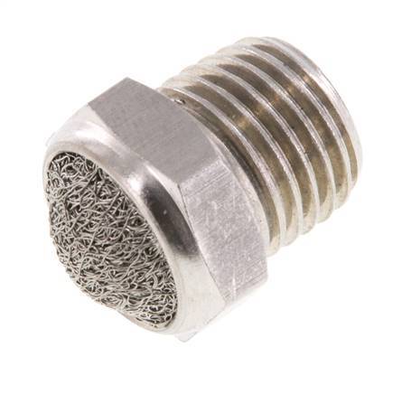 Kompakter Edelstahl-Pneumatikschalldämpfer NPT 1/4'' 1.4301 Drahtgeflecht