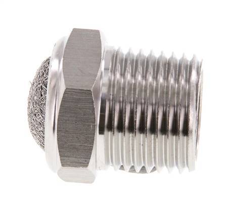 Kompakter Edelstahl-Pneumatikschalldämpfer NPT 1/2'' 1.4301 Drahtgeflecht