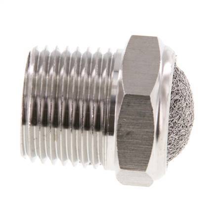 Kompakter Edelstahl-Pneumatikschalldämpfer NPT 1/2'' 1.4301 Drahtgeflecht