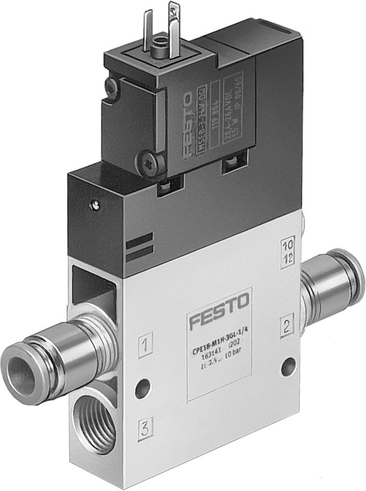 Festo 3/2 NC Monostable Air Solenoid Valve QS-10 1250l/min - 163841