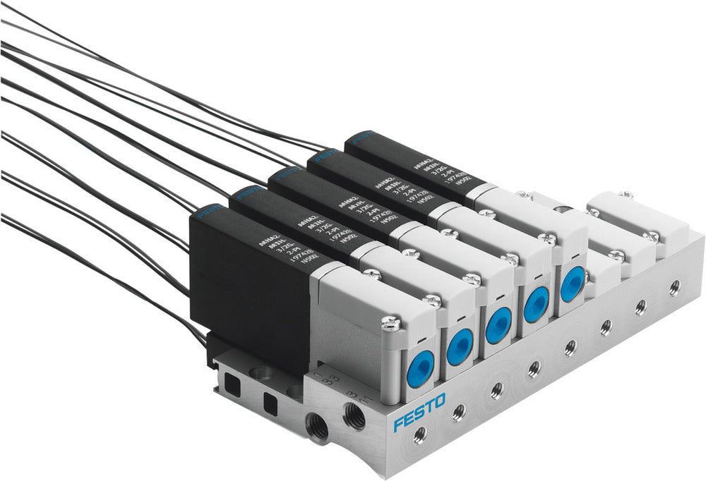 Festo 3/2 NO Monostabiler Luft Magnetventil Anschlussplatte 100l/min -0.9 - 8bar/-13 - 116psi - 196140
