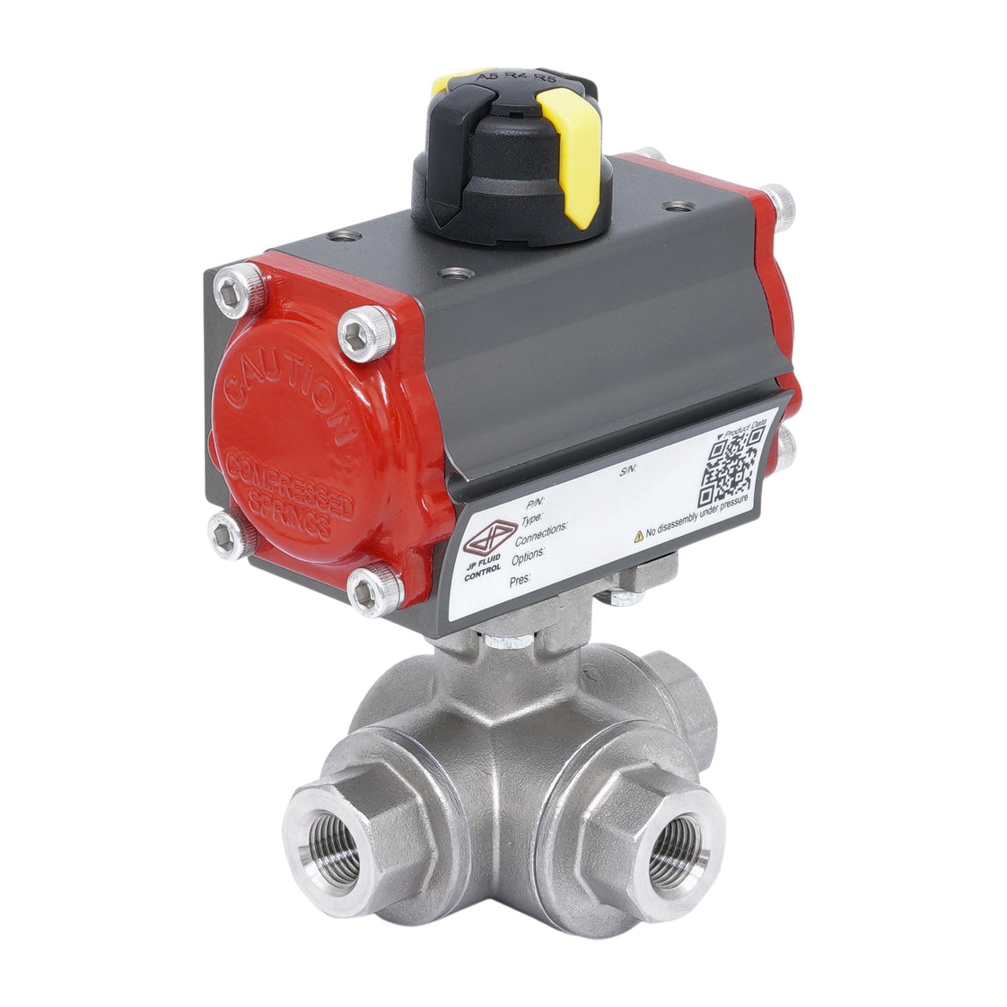 Rp 2'' L-Port 3-Wege Pneumatischer Edelstahl-Kugelhahn Doppeltwirkend