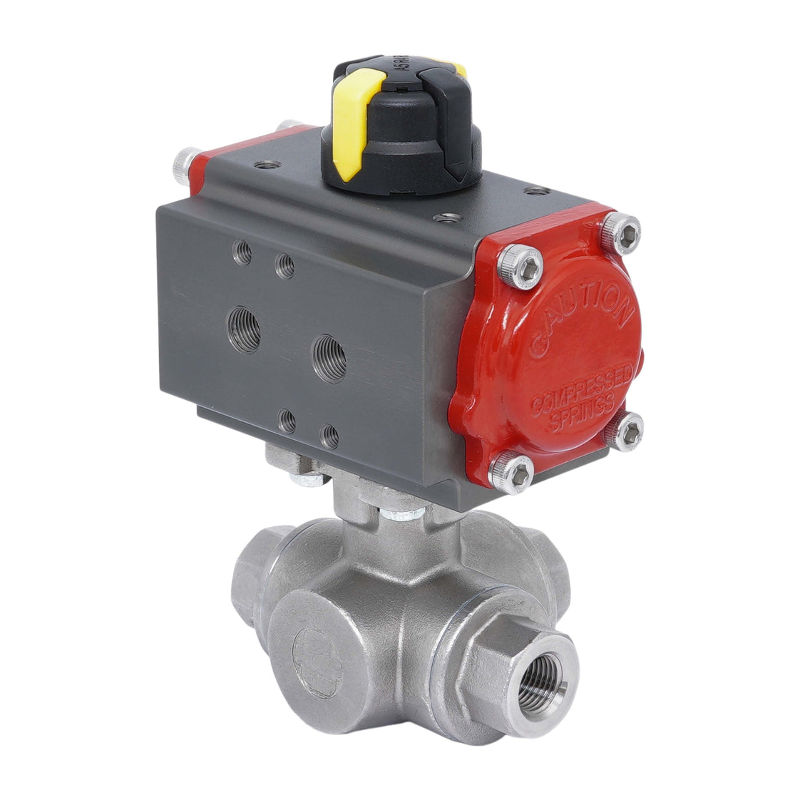 Rp 1-1/2'' L-Port 3-Wege Pneumatischer Edelstahl-Kugelhahn Doppeltwirkend