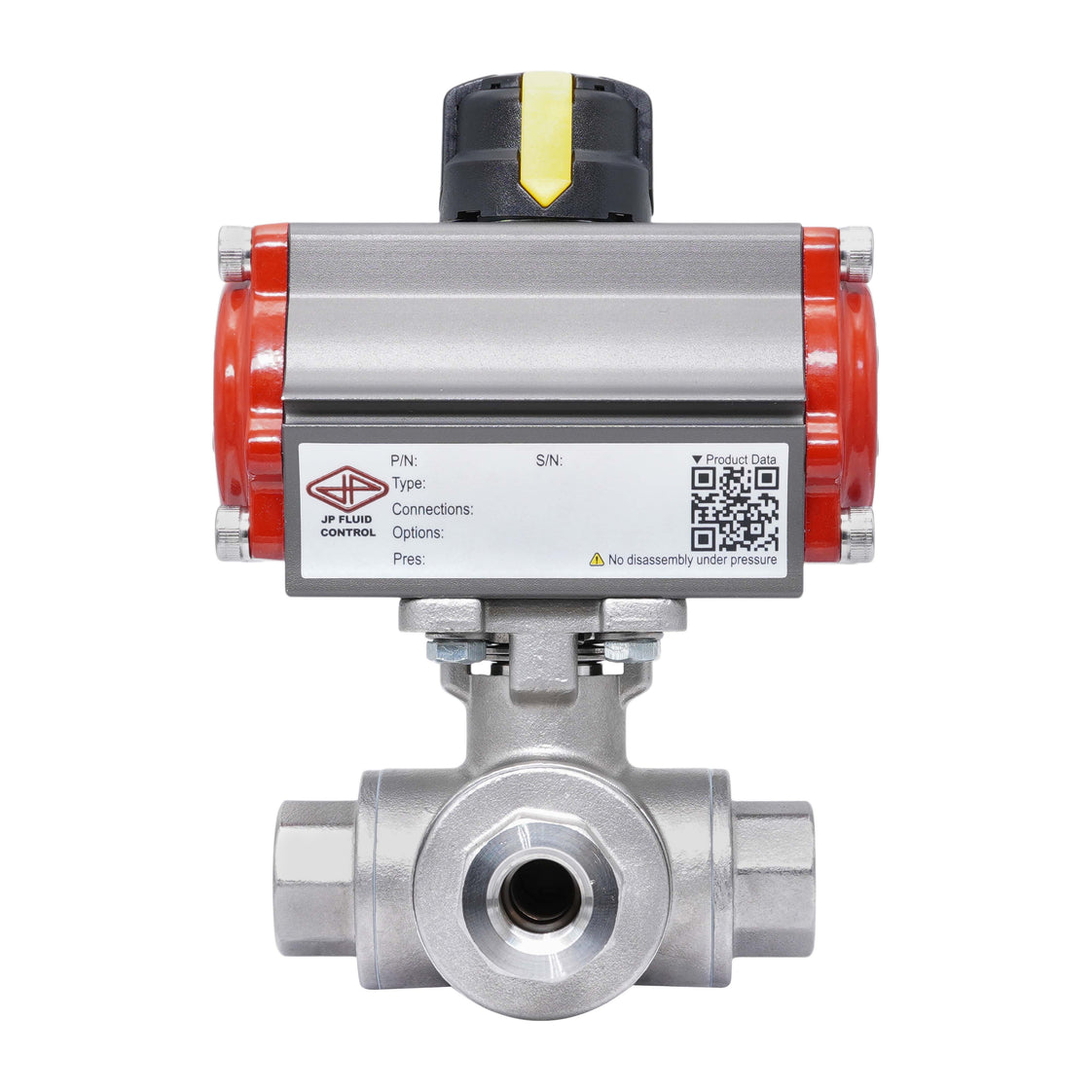 Rp 1-1/2'' T-Port 3-Wege Pneumatischer Edelstahl-Kugelhahn Federöffnend