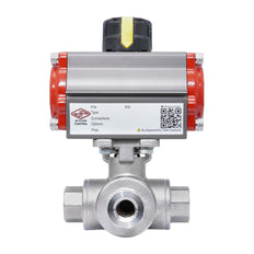 Rp 2'' L-Port 3-Wege Pneumatischer Edelstahl-Kugelhahn Doppeltwirkend