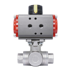 Rp 1-1/2'' L-Port 3-Wege Pneumatischer Edelstahl-Kugelhahn Doppeltwirkend