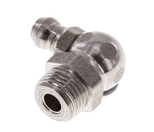 Rechtwinkliger Hydraulik-Schmiernippel Edelstahl R 1/8 Zoll DIN 71412