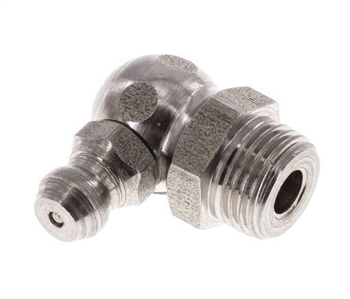 Rechtwinkliger Hydraulik-Schmiernippel Edelstahl R 1/8 Zoll DIN 71412