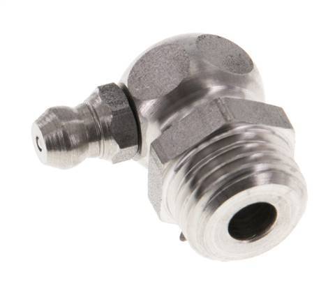 Rechtwinkliger Hydraulik-Schmiernippel Edelstahl R 1/4 Zoll DIN 71412