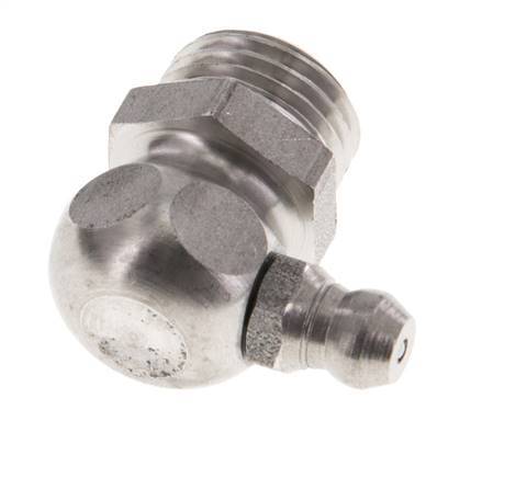 Rechtwinkliger Hydraulik-Schmiernippel Edelstahl R 1/4 Zoll DIN 71412