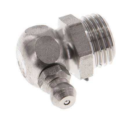 Rechtwinkliger Hydraulik-Schmiernippel Edelstahl R 1/4 Zoll DIN 71412