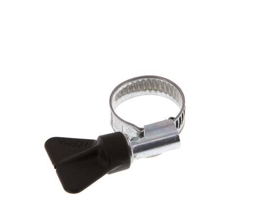 12 - 22 mm Hose Clamp with a Galvanised Steel 9 mm band With Butterfly Handle - Norma [10 Pieces]