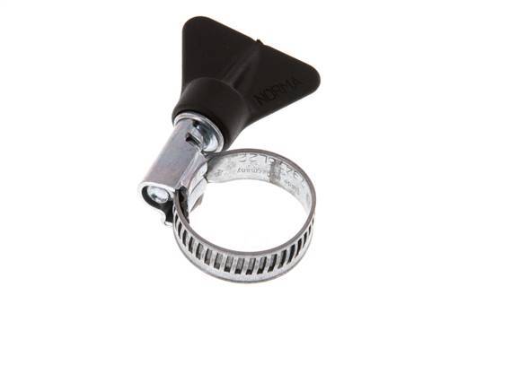 12 - 22 mm Hose Clamp with a Galvanised Steel 9 mm band With Butterfly Handle - Norma [10 Pieces]