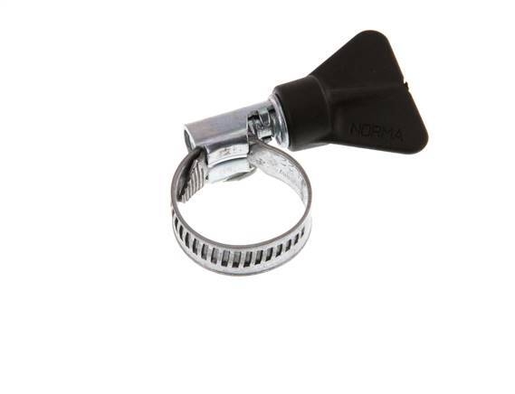 12 - 22 mm Hose Clamp with a Galvanised Steel 9 mm band With Butterfly Handle - Norma [10 Pieces]
