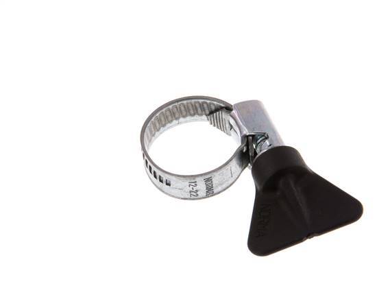 12 - 22 mm Hose Clamp with a Galvanised Steel 9 mm band With Butterfly Handle - Norma [10 Pieces]