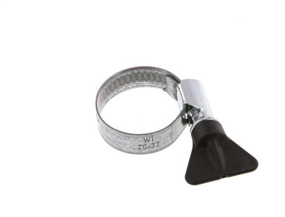 20 - 32 mm Hose Clamp with a Galvanised Steel 12 mm band With Butterfly Handle - Norma [5 Pieces]