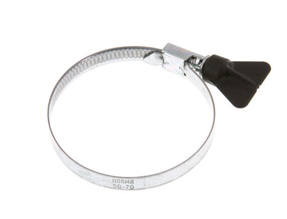 50 - 70 mm Hose Clamp with a Galvanised Steel 9 mm band With Butterfly Handle - Norma [5 Pieces]