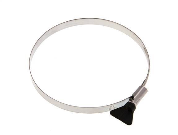 130 - 150 mm Hose Clamp with a Stainless Steel 304 12 mm band With Butterfly Handle - Norma