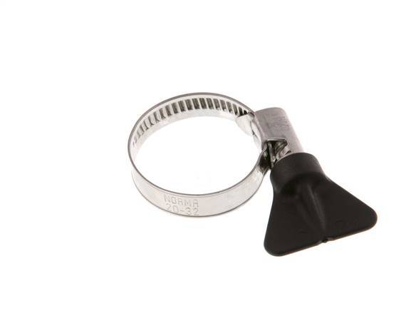 20 - 32 mm Hose Clamp with a Stainless Steel 304 9 mm band With Butterfly Handle - Norma [2 Pieces]