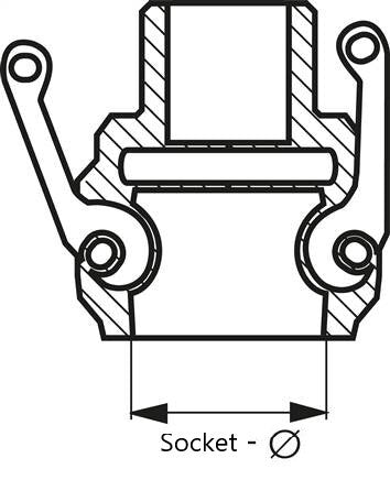 Camlock DN 50 (2'') SicherheitSKUpplung aus Edelstahl Rp 2'' Innengewinde Typ D MIL-C-27487