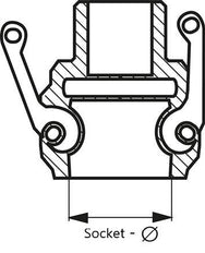 Camlock-Kupplung DN 90 (4'') aus Edelstahl 4'' NPT-Außengewinde Typ B MIL-C-27487