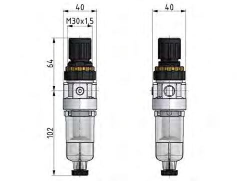 Filter-Regulator G1/4'' 350 l/min 0.5-6.0bar/7-87psi Auto Polycarbonate Standard 0