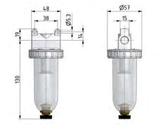Filter 5microns G3/8'' 800l/min Semi-Auto Metall Standard 1