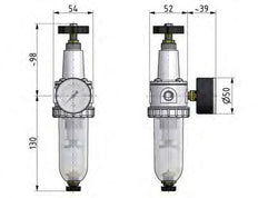 Filter-Regulator G1/4'' 900 l/min 0.5-16.0bar/7-232psi Semi-Auto Metal Standard 1