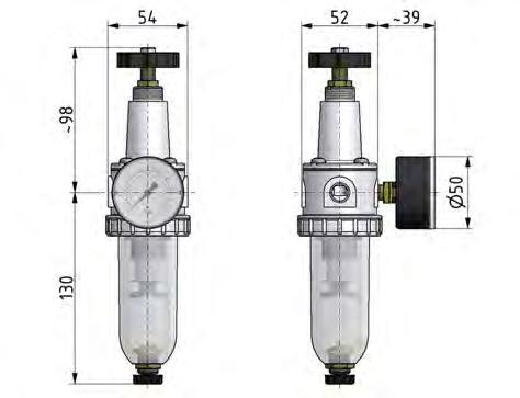 Filter-Regulator G1/4'' 900 l/min 0.5-16.0bar/7-232psi Semi-Auto Polycarbonate Standard 1