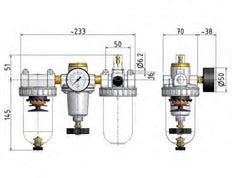 FRL 3-Part G1/2'' 1400 l/min 0.5-10.0bar/7-145psi Semi-Auto Metal Standard 2