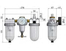 FRL 3-Part G1/2'' 3200 l/min 0.5-16.0bar/7-232psi Semi-Auto Metal Standard 3