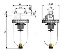 Filter 5microns G1/2'' 4000l/min Semi-Auto Schutzkäfig Polycarbonat Standard 3