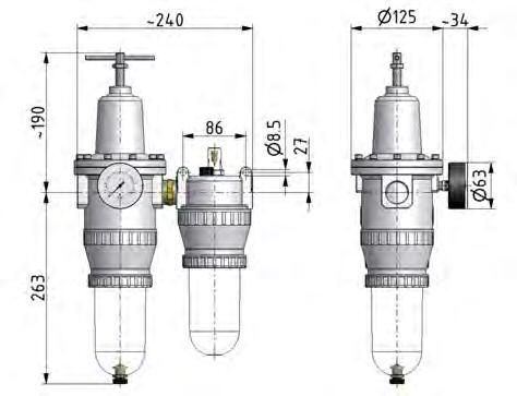 FRL 2-Part G1'' 4000 l/min 0.5-16.0bar/7-232psi Semi-Auto Metal Standard 5