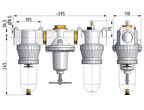 FRL 3-Part G1 1/4'' 4900 l/min 0.5-10.0bar/7-145psi Semi-Auto Polycarbonate Standard 5