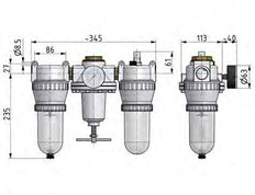 FRL 3-Part G3/4'' 4900 l/min 0.5-10.0bar/7-145psi Semi-Auto Metal Standard 5