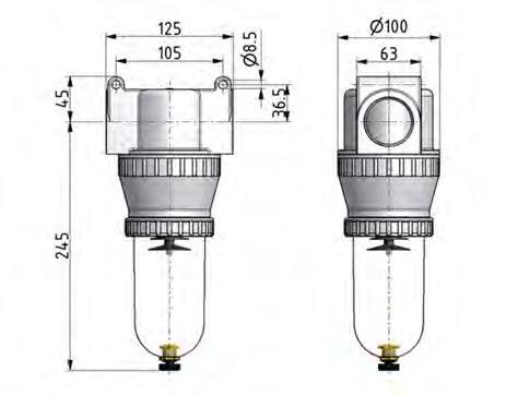 Filter 40microns G1 1/4'' 12500l/min Halbautomatischer Schutzkäfig Polycarbonat Standard 5