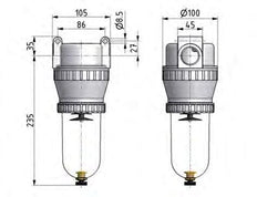 Filter 40microns G1'' 12500l/min Auto (Geschlossen ohne Druck) Polycarbonat Standard 5